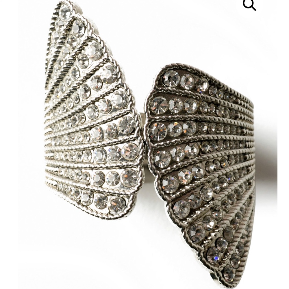 Glittered Panel Winged Statement Cuff Bracelet
